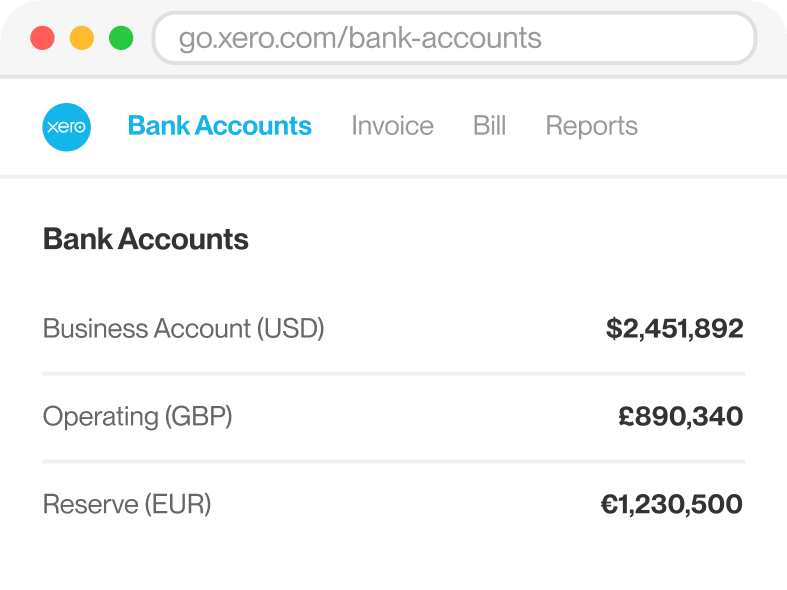 Xero bank accounts